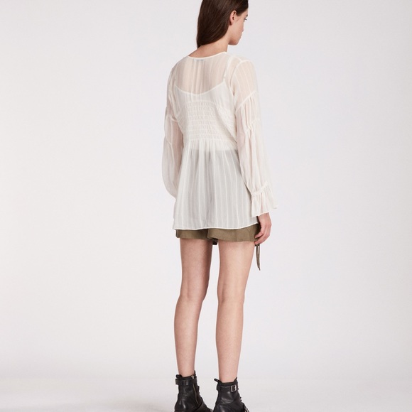 All Saints Lucinda top - chalk white, sheer (XS) - Picture 3 of 5
